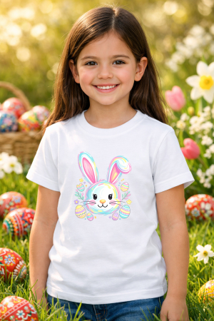 Tricouri pt copii - Tricou copii Paste fericit - tricou unisex din bumbac 100%, colectia Pasti, cu iepurasi Easter bunny pentru fete sau baieti