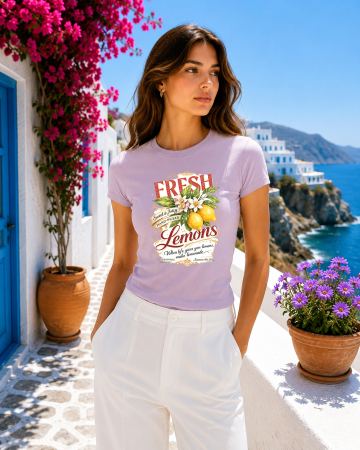 Vacanta - Tricou dama cambrat de vara din bumbac 100% pentru vacanta, concediu si tinute casual