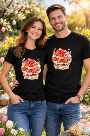 Tricouri adulti - Tricou Paste Fericit Unisex 100% Bumbac - Tricou Easter cu Iepuras Bunny, Colectia Pasti Familie