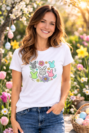 Tricouri adulti - Tricou Paste Fericit Unisex 100% Bumbac - Tricou Easter cu Iepuras Bunny, Colectia Pasti Familie