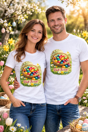Tricouri adulti - Tricou Paste Fericit Unisex 100% Bumbac - Tricou Easter cu Iepuras Bunny, Colectia Pasti Familie