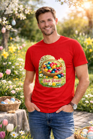 Tricouri adulti - Tricou Paste Fericit Unisex 100% Bumbac - Tricou Easter cu Iepuras Bunny, Colectia Pasti Familie
