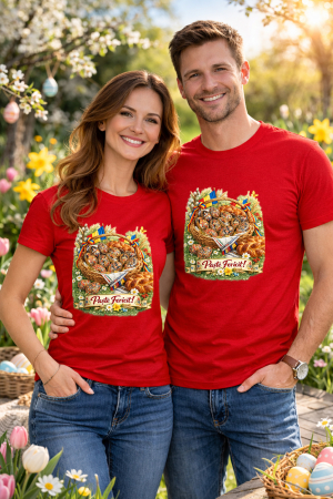 Tricouri adulti - Tricou Paste Fericit Unisex 100% Bumbac - Tricou Easter cu Iepuras Bunny, Colectia Pasti Familie