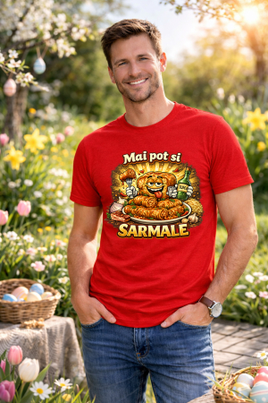 Tricouri adulti - Tricou Paste Fericit Unisex 100% Bumbac - Tricou Easter cu Iepuras Bunny, Colectia Pasti Familie