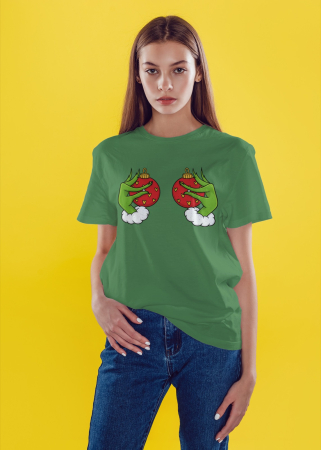 Tricouri dama - Tricou unisex 100% bumbac Colectia Grinch Christmas, sarbatori de Craciun
