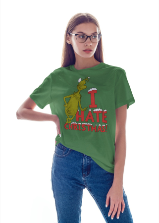 Tricouri dama - Tricou unisex 100% bumbac Grinch Colectia Christmas, sarbatori de Craciun