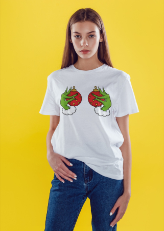 Tricouri dama - Tricou unisex 100% bumbac Colectia Grinch Christmas, sarbatori de Craciun