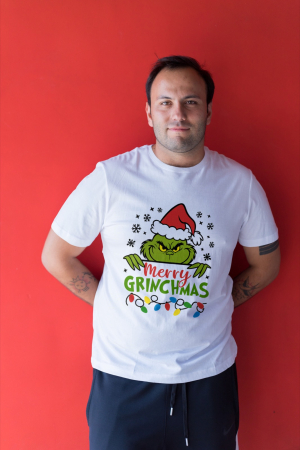 Tricouri barbati - Tricou unisex 100% bumbac Colectia Grinch Christmas, sarbatori de Craciun