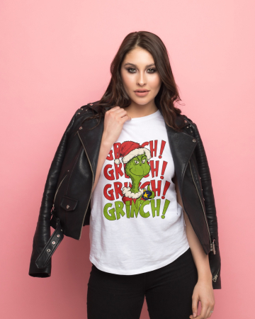 Tricouri dama - Tricou unisex 100% bumbac Colectia Grinch Christmas, sarbatori de Craciun