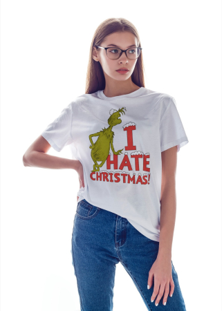 Tricouri dama - Tricou unisex 100% bumbac Grinch Colectia Christmas, sarbatori de Craciun