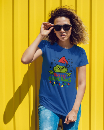 Tricouri dama - Tricou unisex 100% bumbac Colectia Grinch Christmas, sarbatori de Craciun