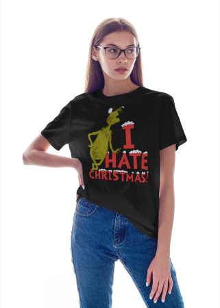 Tricouri dama - Tricou unisex 100% bumbac Grinch Colectia Christmas, sarbatori de Craciun