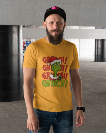 Tricouri barbati - Tricou unisex 100% bumbac Colectia Grinch Christmas, sarbatori de Craciun