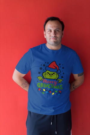 Tricouri barbati - Tricou unisex 100% bumbac Colectia Grinch Christmas, sarbatori de Craciun
