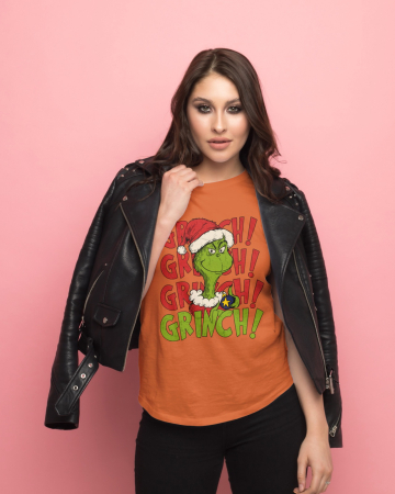 Tricouri dama - Tricou unisex 100% bumbac Colectia Grinch Christmas, sarbatori de Craciun