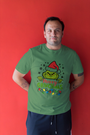 Tricouri barbati - Tricou unisex 100% bumbac Colectia Grinch Christmas, sarbatori de Craciun