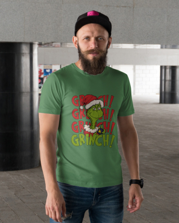 Tricouri barbati - Tricou unisex 100% bumbac Colectia Grinch Christmas, sarbatori de Craciun