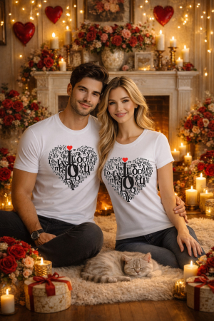 Tricouri unisex - Tricou unisex 100% Bumbac personalizat Colectia Valentine’s Day, Dragobete, cadou cupluri