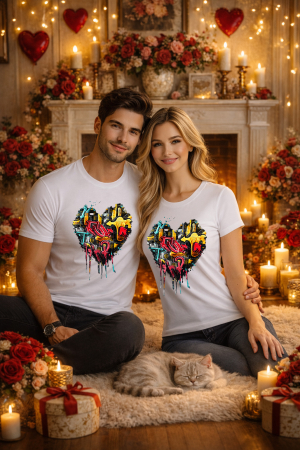 Tricouri unisex - Tricou unisex 100% Bumbac personalizat Colectia Valentine’s Day, Dragobete, cadou cupluri