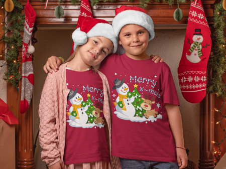 Tricouri copii - Tricou 100% bumbac unisex pentru copii Colectia Craciun – Modele pentru Baieti si Fete cu Grinch, Christmas si Personaje de Sarbatori