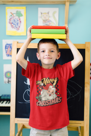 Colectia de Craciun - Tricou 100% bumbac unisex pentru copii Colectia Craciun – Modele pentru Baieti si Fete cu Grinch, Christmas si Personaje de Sarbatori