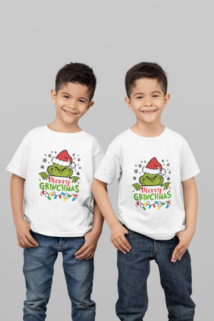 Colectia de Craciun - Tricou 100% bumbac unisex pentru copii Colectia Craciun – Modele pentru Baieti si Fete cu Grinch, Christmas si Personaje de Sarbatori