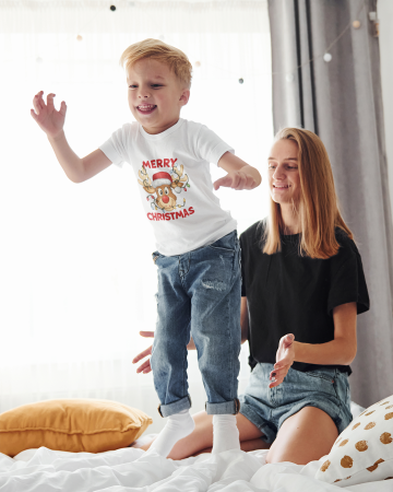 Colectia de Craciun - Tricou 100% bumbac unisex pentru copii Colectia Craciun – Modele pentru Baieti si Fete cu Grinch, Christmas si Personaje de Sarbatori