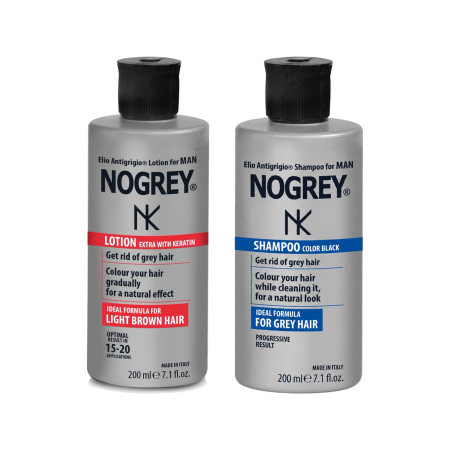 Produse - Set NOGREY pentru păr cărunt – Loțiune cu Keratină 200 ml + Șampon Color Black 200 ml