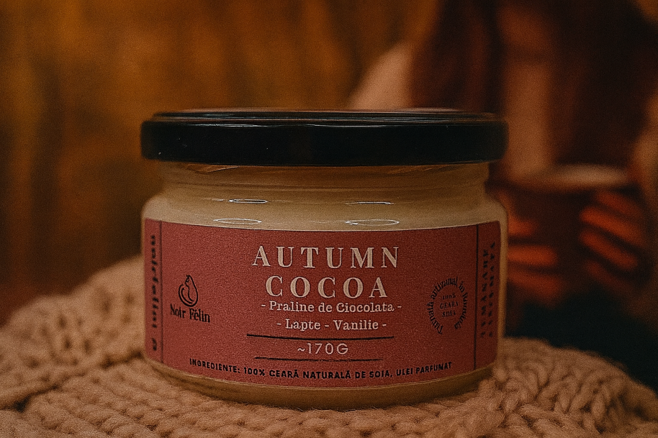 Lumanare parfumata soia Autumn Cocoa - Praline de Ciocolata, Lapte, Vanilie, ceara naturala, handmade [1]