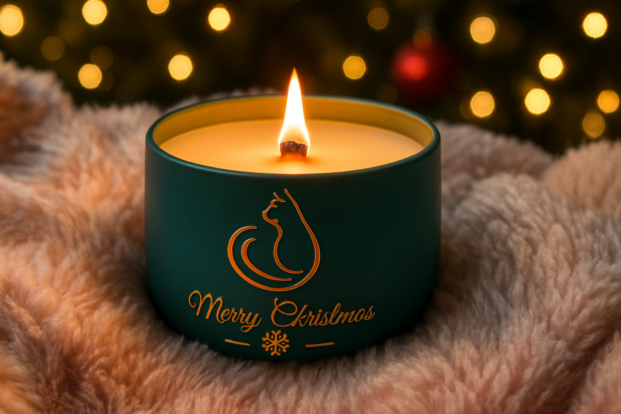 Lumanare parfumata soia Craciun cu aroma de Ciocolata cu Menta, Cozonac sau de Bomboane de Craciun din ceara naturala de soia, handmade - Noir Felin [2]