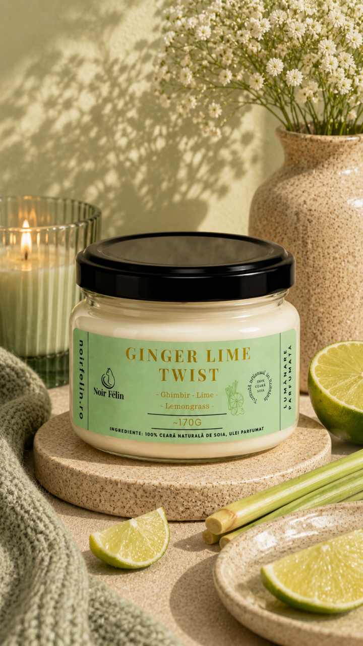 Lumanare parfumata soia Ginger Lime Twist - Ghimbir, Lime, Lemongrass, ceara naturala, handmade [2]
