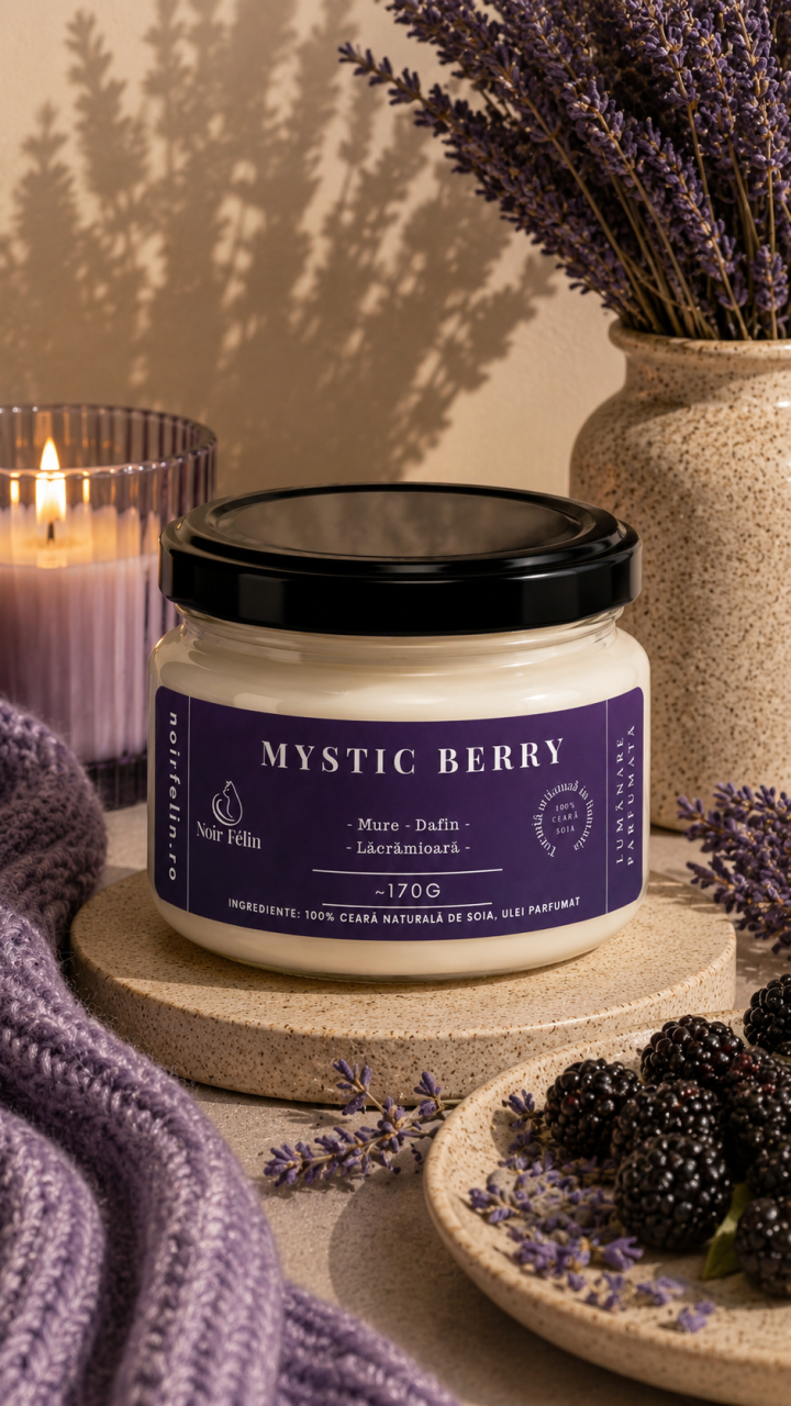 Lumanare parfumata soia Mystic Berry - Mure, Dafin, Lacramioara, ceara naturala, handmade [2]