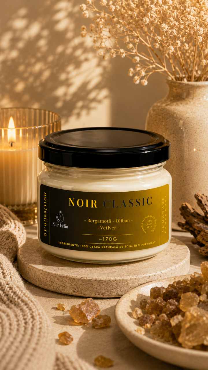 Lumanare parfumata soia Noir Classic - Bergamota, Oliban, Vetiver, ceara naturala, handmade [2]