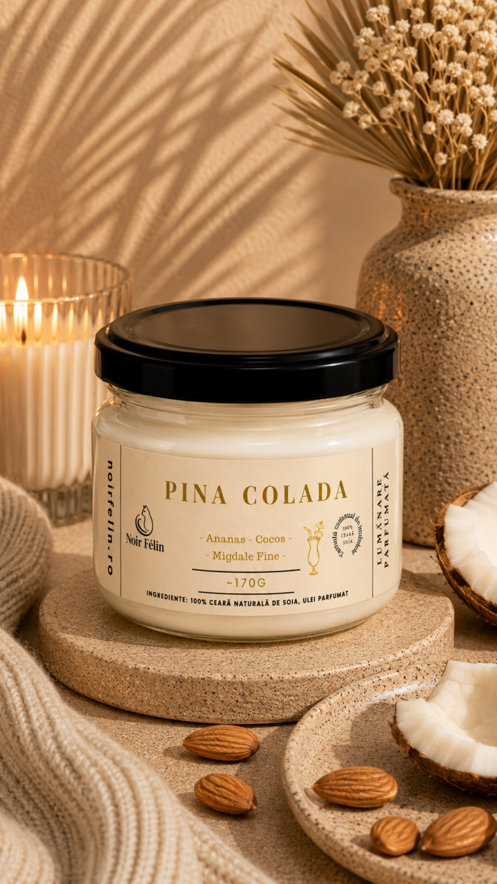 Lumanare parfumata soia Pina Colada - Ananas, Cocos, Migdale Fine, ceara naturala, handmade [2]