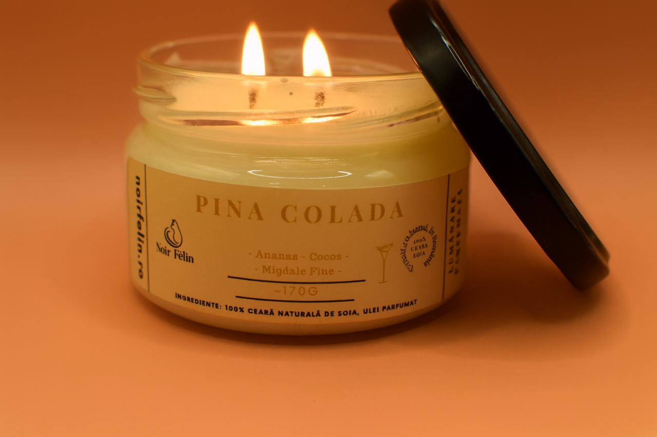 Lumanare parfumata soia Pina Colada - Ananas, Cocos, Migdale Fine, ceara naturala, handmade [1]