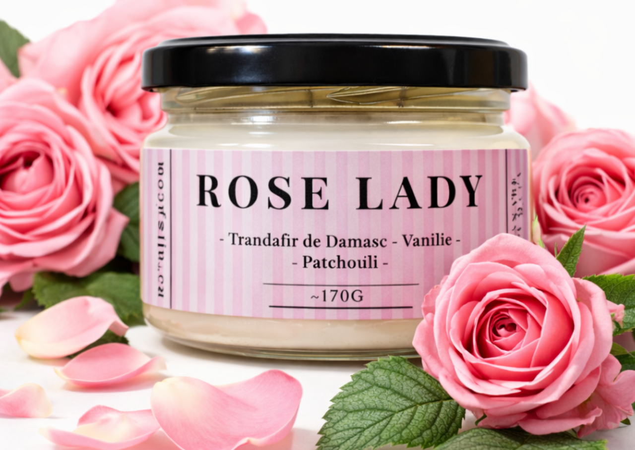 Lumanare parfumata soia Rose Lady - Trandafir de Damasc, Vanilie, Patchouli, ceara naturala, handmade [2]