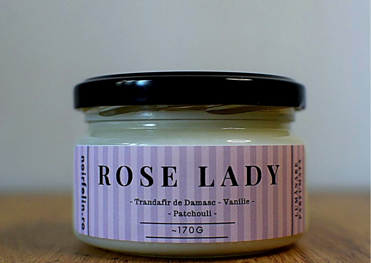 Lumanare parfumata soia Rose Lady - Trandafir de Damasc, Vanilie, Patchouli, ceara naturala, handmade [3]