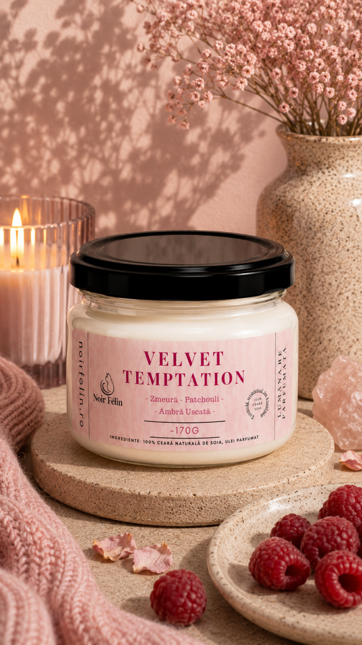 Lumanare parfumata soia Velvet Temptation - Zmeura, Patchouli, Ambra Usacata, ceara naturala, handmade [2]