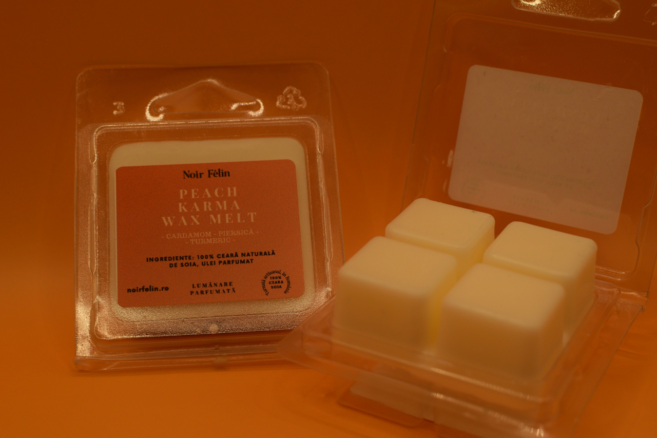 Wax Melt soia Peach Karma - Cardamom, Piersica, Turmeric, ceara naturala, handmade [2]
