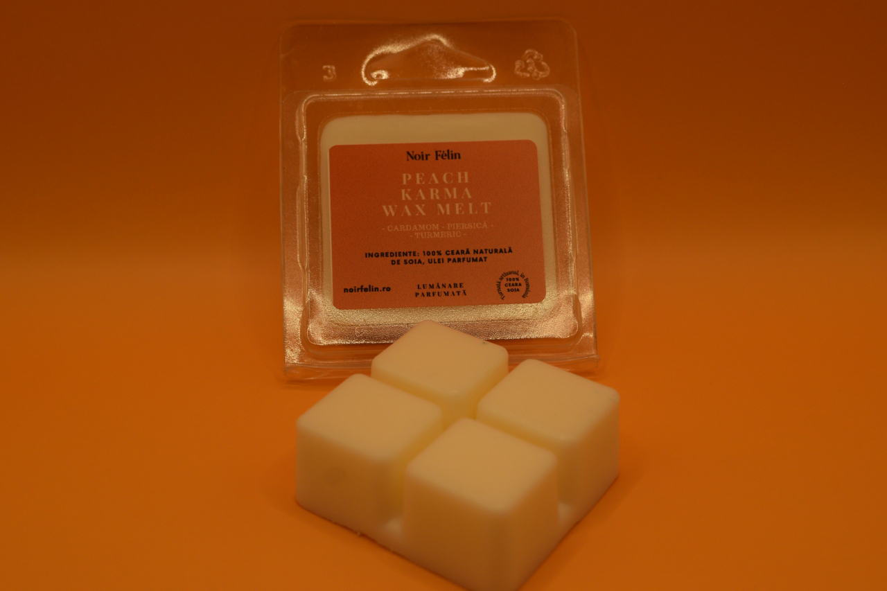 Wax Melt soia Peach Karma - Cardamom, Piersica, Turmeric, ceara naturala, handmade [3]