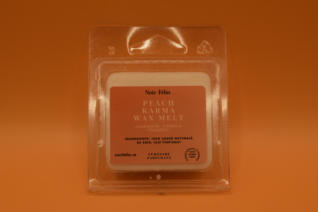 Wax Melt soia Peach Karma - Cardamom, Piersica, Turmeric, ceara naturala, handmade [1]
