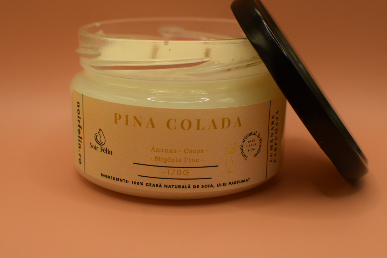 Lumanare parfumata soia Pina Colada - Ananas, Cocos, Migdale Fine, ceara naturala, handmade [3]