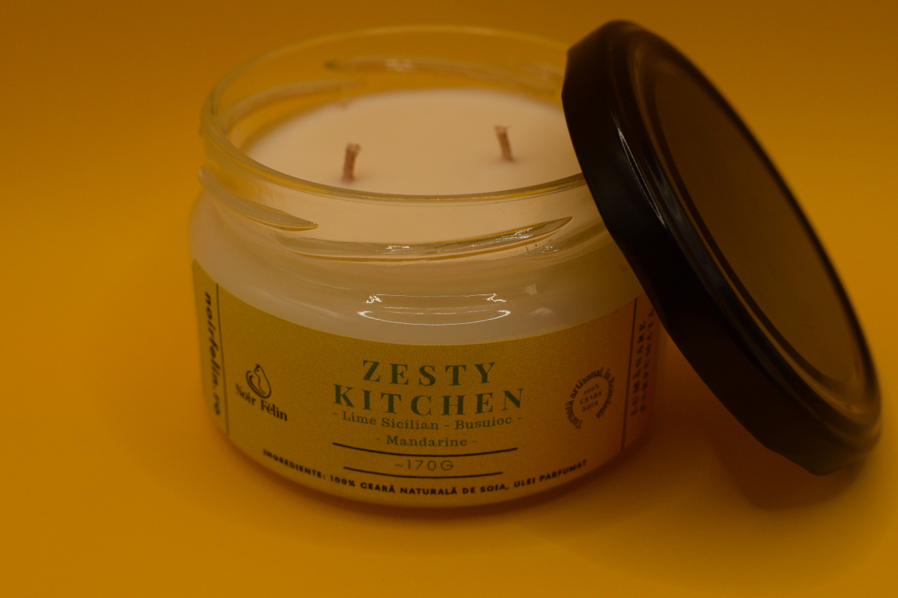 Lumanare parfumata soia Zesty Kitchen - Lime Sicilian, Busuioc, Mandarine, ceara naturala, handmade [4]