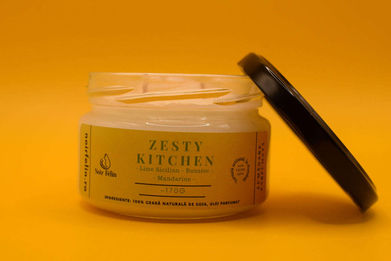 Lumanare parfumata soia Zesty Kitchen - Lime Sicilian, Busuioc, Mandarine, ceara naturala, handmade [2]
