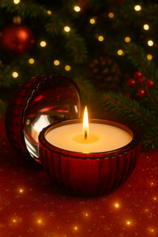 Lumanare parfumata soia Craciun cu aroma de Mar si Scortisoara, Brad de Craciun sau Lemn in Soba (Iarna pe Ulita) din ceara naturala de soia, handmade - Noir Felin [2]