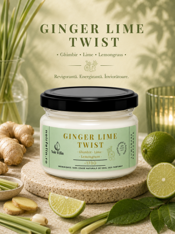Toate Produsele - Lumanare parfumata soia Ginger Lime Twist - Ghimbir, Lime, Lemongrass, ceara naturala, handmade