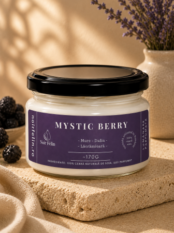 Ediții Limitate - Lumanare parfumata soia Mystic Berry - Mure, Dafin, Lacramioara, ceara naturala, handmade