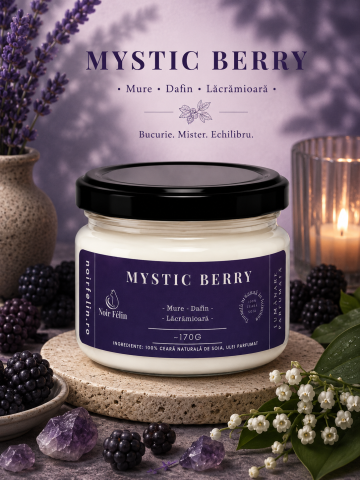 Toate Produsele - Lumanare parfumata soia Mystic Berry - Mure, Dafin, Lacramioara, ceara naturala, handmade