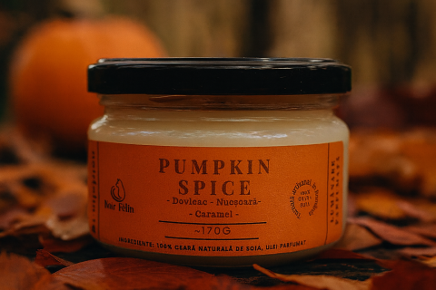 Lumânări Pentru Zile Cu Povești și Liniște - Lumanare parfumata soia Pumpkin Spice - Dovleac, Nucsoara, Caramel, ceara naturala, handmade