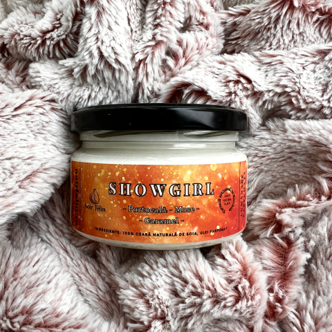 Lumânări Colecția Clasică - lumanare-parfumata-soia-showgirl-portocală-mosc-caramel-ceara-naturala-handmade